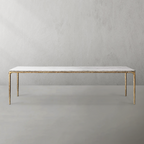 Thaddeus Metal Marble Rectangular Dining Table Hand-Forged Kitchen Table