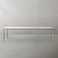 Thaddeus Metal Marble Rectangular Dining Table Hand-Forged Kitchen Table