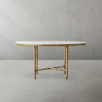 Thaddeus Metal Marble Round Dining Table Hand-Forged Kitchen Table