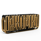 Luxury Gold Sideboard Buffet Cabinet with Sculptural Metal Design & Hidden Storage