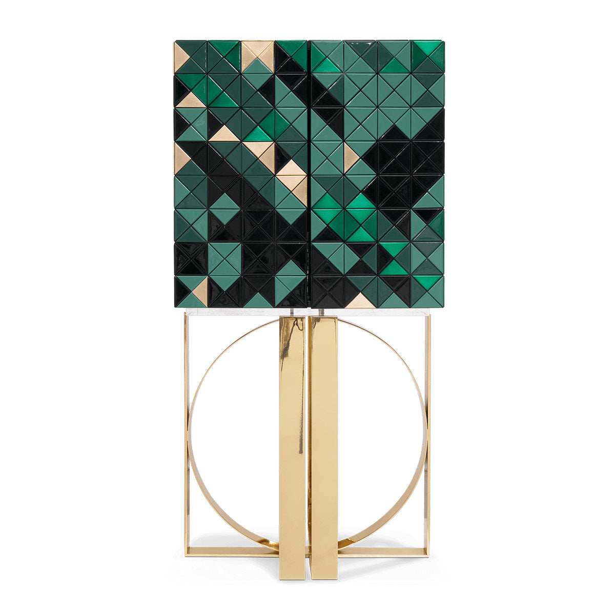Luxury Geometric Bar Cabinet with Pixel-Inspired Design & Hidden Storage
