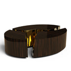 Luxury Oval Dining Table with Sculptural Brass Accents & High Gloss Finish