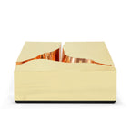 Luxury Coffee Table with Cracked Brass Sculptural Base & Smoked Glass Top