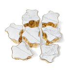 Luxury White Coffee Table with Sculptural Gold Base & Organic Modern Design
