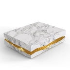 Luxury Carrara Marble Coffee Table with Sculptural Brass Frame & Organic Design