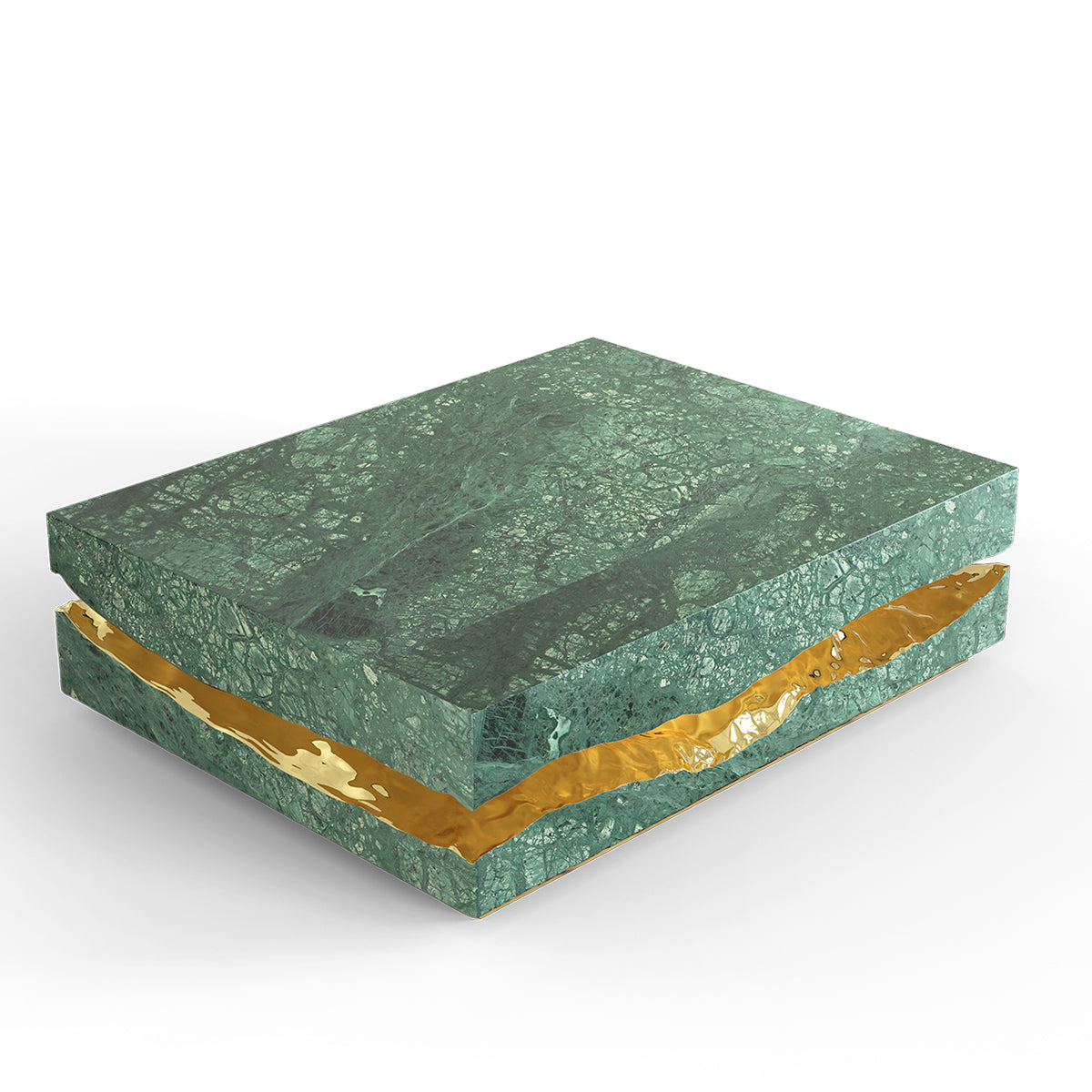 Luxury Carrara Marble Coffee Table with Sculptural Brass Frame & Organic Design