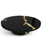 Luxury Gold Coffee Table with Round Glass Top & Sculptural Brass Base
