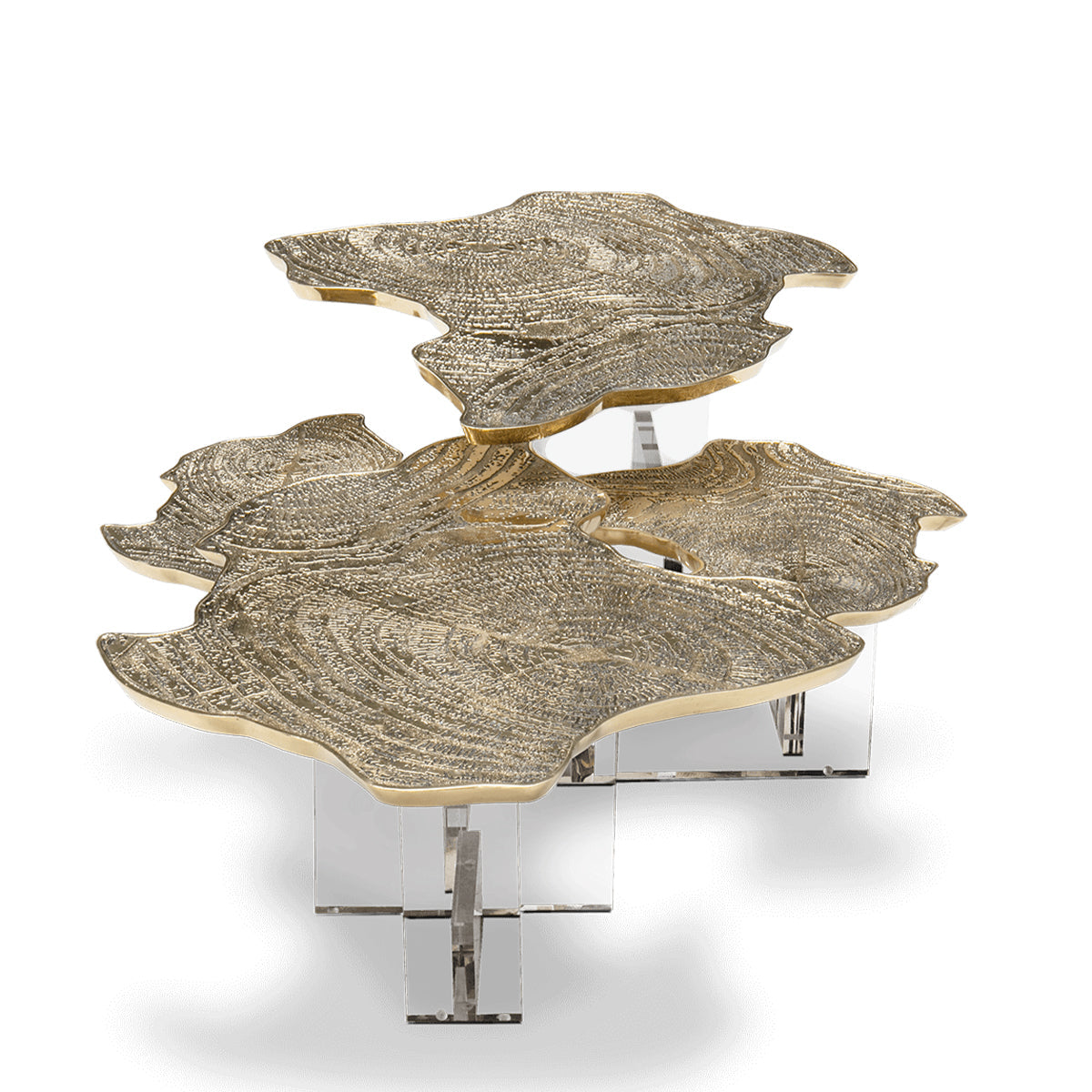 Luxury Designer Coffee Table with Hand-Painted Artistic Top & Sculptural Brass Base
