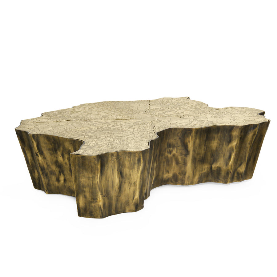 Luxury Patina Brass Coffee Table with Organic Sculptural Design & Handcrafted Finish