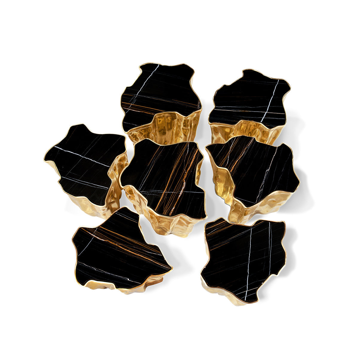 Luxury White Coffee Table with Sculptural Gold Base & Organic Modern Design