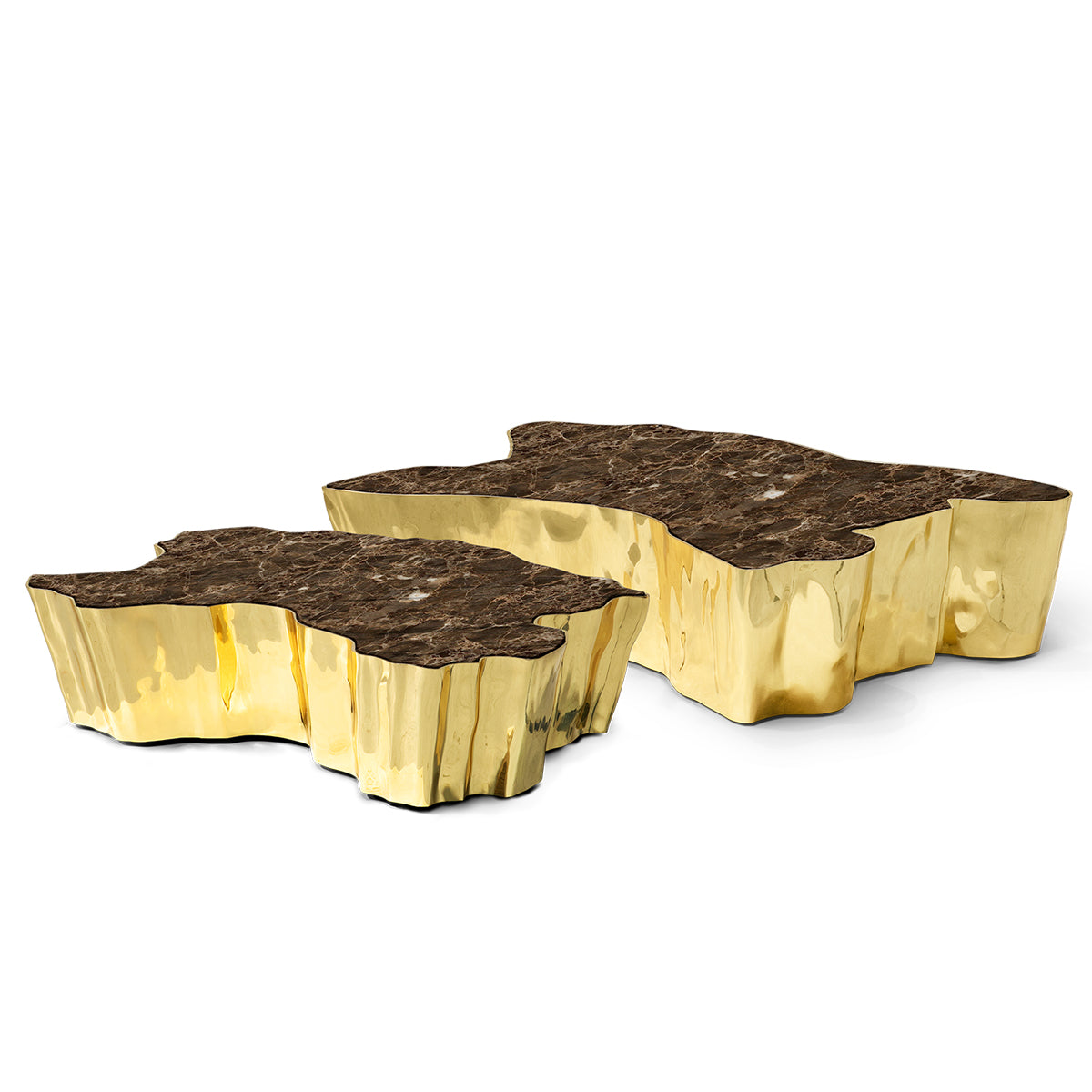 Luxury Patina Brass Coffee Table with Organic Sculptural Design & Handcrafted Finish