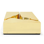 Luxury Coffee Table with Cracked Brass Sculptural Base & Smoked Glass Top