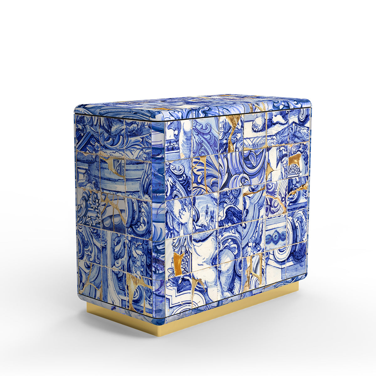 Luxury Hand-Carved Wood Sideboard Buffet Cabinet with Gold Leaf Accents & Storage