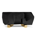 Luxury Black Faceted Sideboard Buffet Cabinet with Hidden Storage