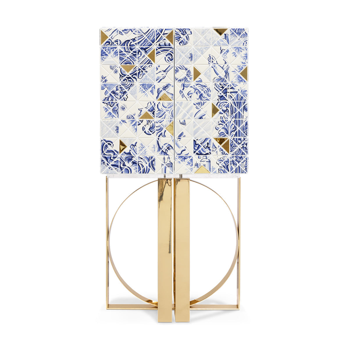 Luxury Geometric Bar Cabinet with Pixel-Inspired Design & Hidden Storage