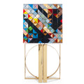 Luxury Geometric Bar Cabinet with Pixel-Inspired Design & Hidden Storage