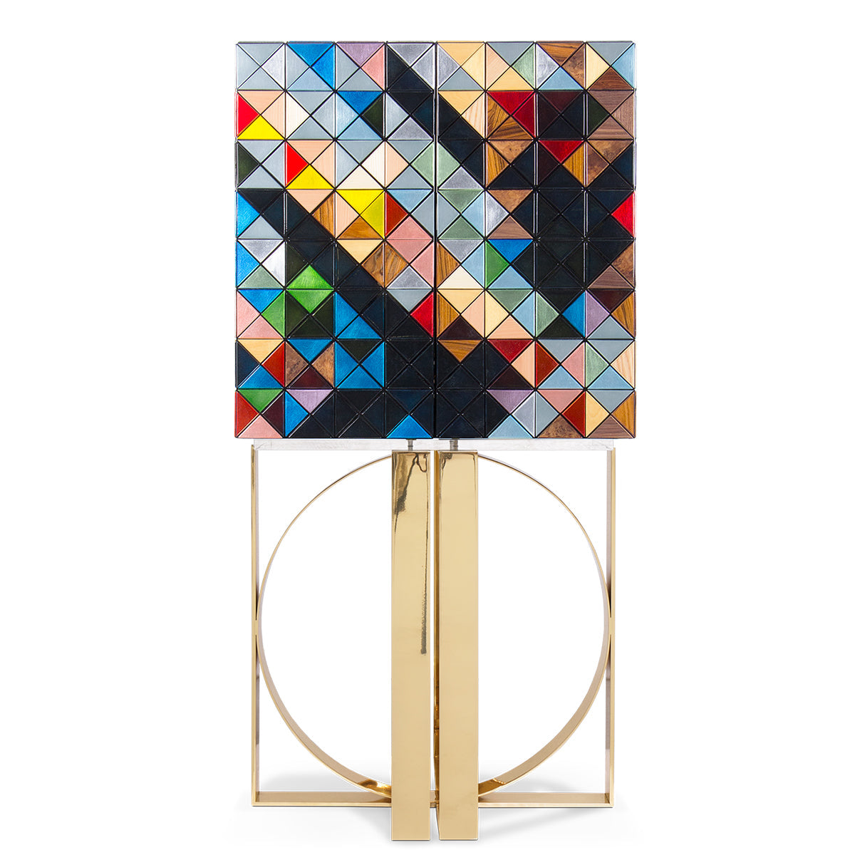 Luxury Geometric Bar Cabinet with Pixel-Inspired Design & Hidden Storage