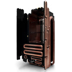 Luxury Bar Cabinet with Brass Tube Design, Glass Shelves & Hidden Storage