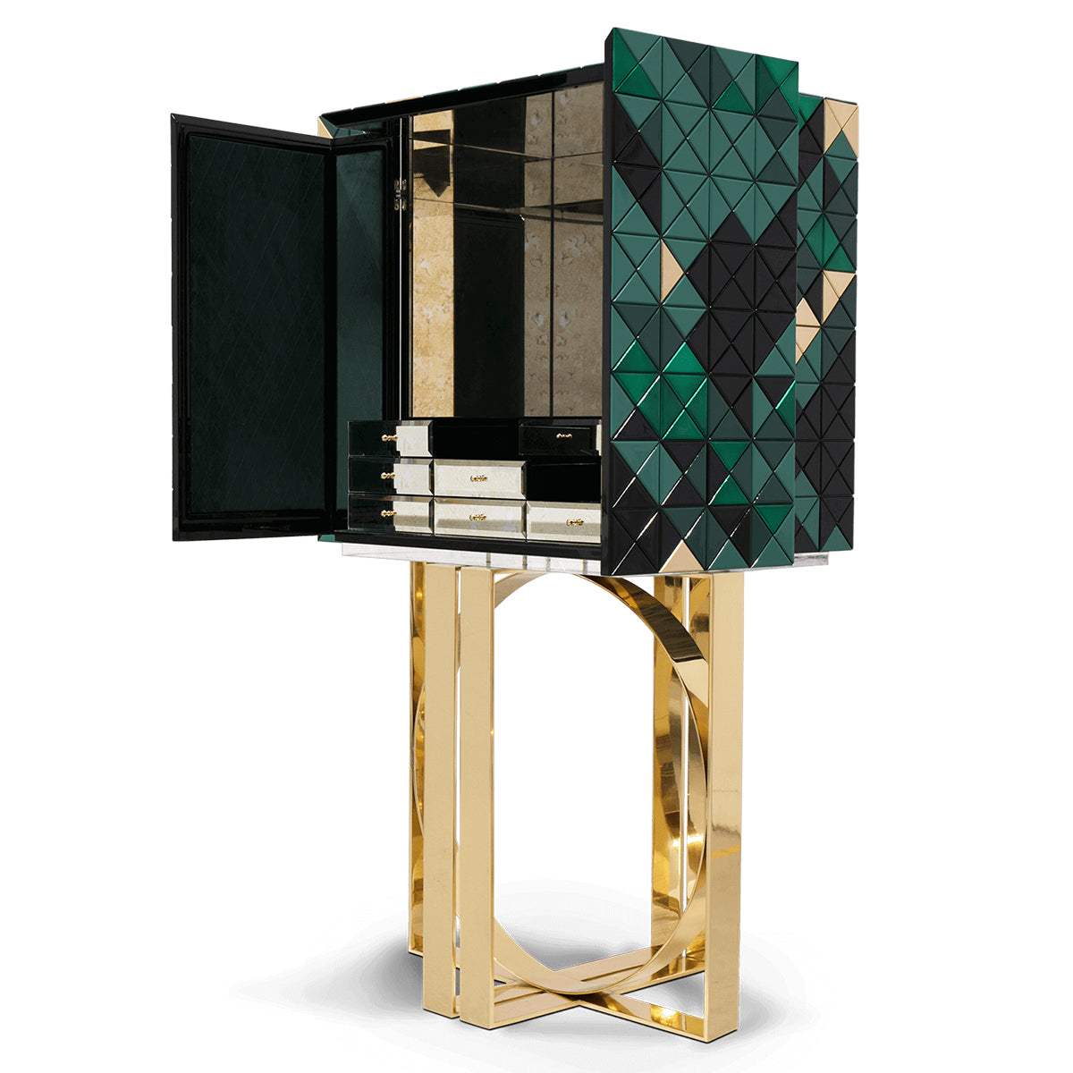 Luxury Geometric Bar Cabinet with Pixel-Inspired Design & Hidden Storage