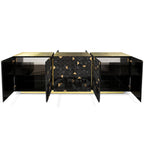 Luxury Anodized Metal Sideboard Cabinet with Pixel-Inspired Design & Hidden Storage