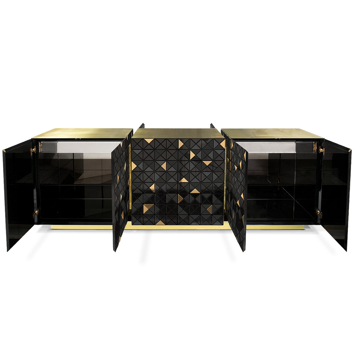 Luxury Anodized Metal Sideboard Cabinet with Pixel-Inspired Design & Hidden Storage