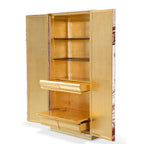 Luxury Display Cabinet with Hand-Painted Tile Artwork, Glass Shelves & Storage