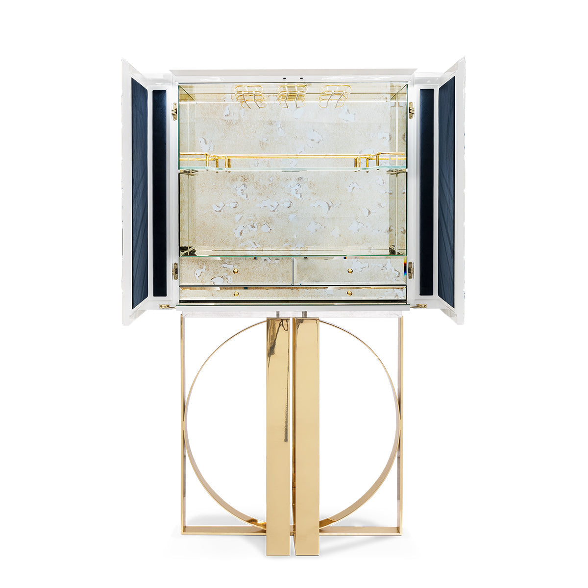 Luxury Geometric Bar Cabinet with Pixel-Inspired Design & Hidden Storage