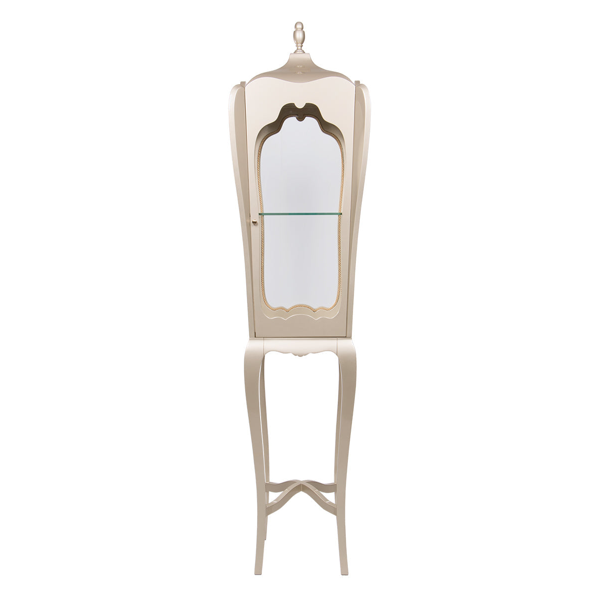 Luxury Slim Curio Display Cabinet with Glass Shelves & Mahogany Frame