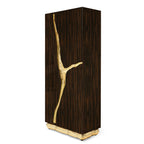 Luxury Walnut Display Cabinet with Sculptural Brass Accents & Hidden Storage