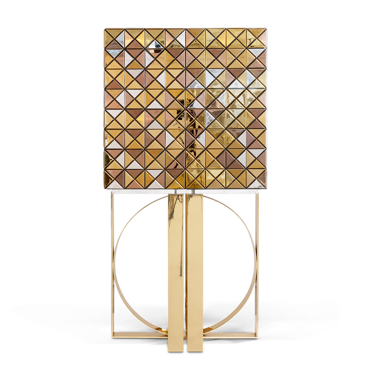Luxury Geometric Bar Cabinet with Pixel-Inspired Design & Hidden Storage