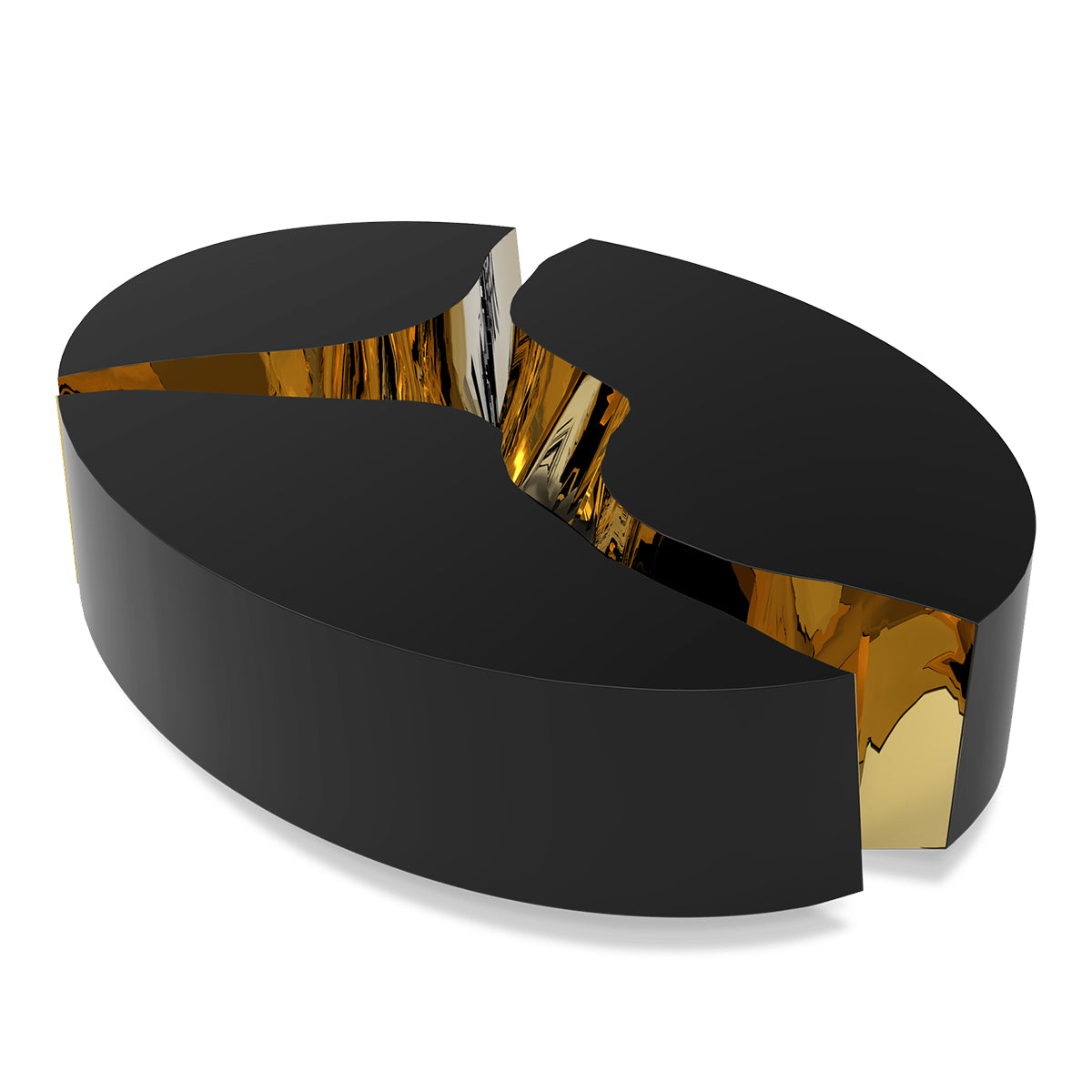 Luxury Oval Dining Table with Sculptural Brass Accents & High Gloss Finish