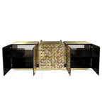 Luxury Anodized Metal Sideboard Cabinet with Pixel-Inspired Design & Hidden Storage
