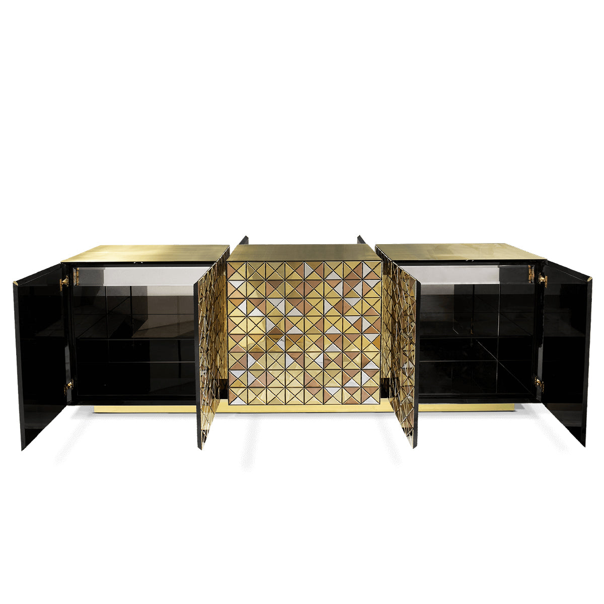 Luxury Anodized Metal Sideboard Cabinet with Pixel-Inspired Design & Hidden Storage