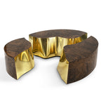 Luxury Oval Dining Table with Sculptural Brass Accents & High Gloss Finish