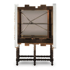 Luxury Hand-Painted Tile Cabinet with Mirrored Details & Collector Storage