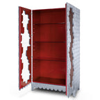 Luxury Display Cabinet with Silver Leaf Finish, Glass Shelves & Storage