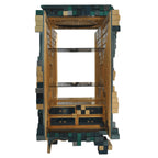 Luxury Display Cabinet with Geometric Pixel Design, Glass Shelves & Storage