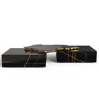Luxury Black & White Coffee Table with Sculptural Design & High Gloss Finish