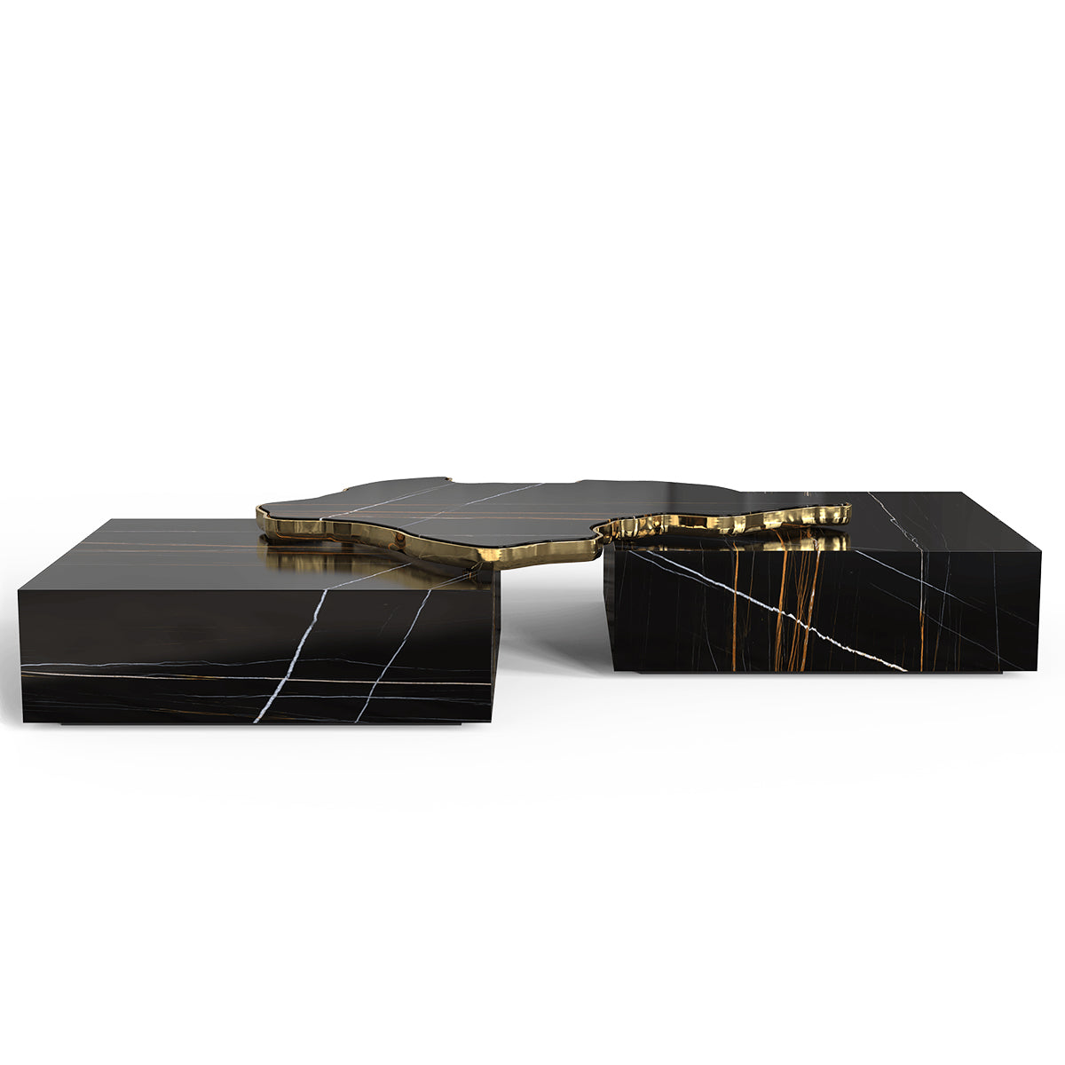 Luxury Black & White Coffee Table with Sculptural Design & High Gloss Finish