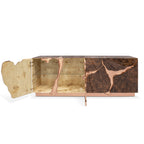 Luxury Black Gold Sideboard Cabinet with Sculptural Cracked Design