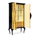 Luxury Sculptural Display Cabinet with Glass Shelves & Designer Storage