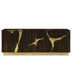 Luxury Black Gold Sideboard Cabinet with Sculptural Cracked Design
