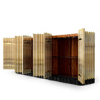 Luxury Brass Sideboard Cabinet with Sculptural Doors & Hidden Storage