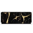 Luxury Black Gold Sideboard Cabinet with Sculptural Cracked Design