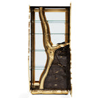 Luxury Walnut Display Cabinet with Sculptural Brass Accents & Hidden Storage
