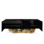Luxury Gold Buffet Cabinet with Sculptural Metal Base & Hidden Storage