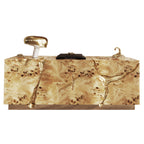 Luxury Black Gold Sideboard Cabinet with Sculptural Cracked Design