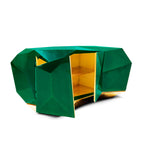 Luxury Emerald Green Sideboard Cabinet with Diamond-Inspired Faceted Design