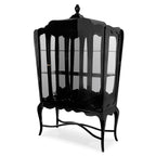 Luxury Curio Display Cabinet with Glass Panels, Mahogany Frame & Hidden Storage