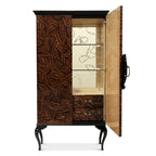 Luxury Sculptural Display Cabinet with Glass Shelves & Designer Storage